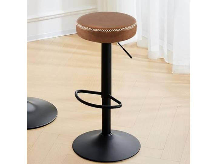 EUGAD Tabouret de Bar Rond Tabouret de Cuisine Pivotant en Similicuir Vintage Marron E0AG0204-1