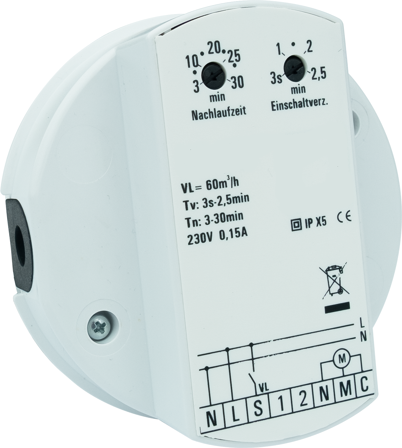 Module de contrôle Blauberg Valeo 8070211 30/60 H 30/60 m3/h, avec capteur d'humidité