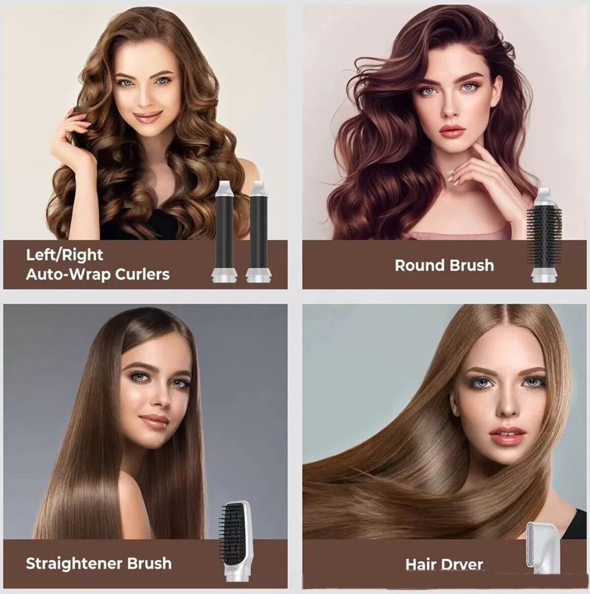 INF 5-in-1 Heißluftbürste Weiß - Multifunktions-Hairstyler mit Kaltstoß, 900w, 230v, Überhitzungsschutz