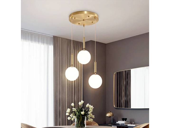 Lampe LED suspendue en verre moderne, boule de lait noire en laiton, éclairage pour chambre à coucher, salle à manger, escaliers, lampe suspendue au plafond