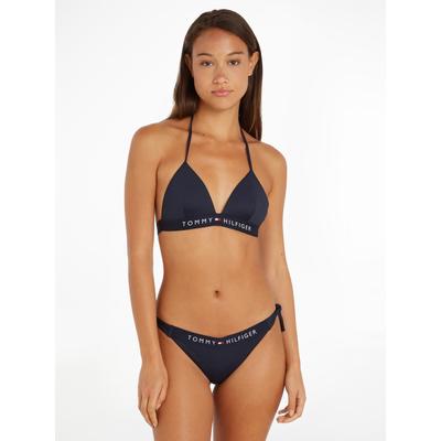 Triangel-Bikini-Top "TH TRIANGLE FIXED FOAM", Damen, Gr. S (36), N-Gr, blau (dunkelblau), Elasthan, Polyamid, TOMMY HILFIGER SWIMWEAR, unifarben, Bikini-Oberteile, mit Tommy Hilfiger-Branding