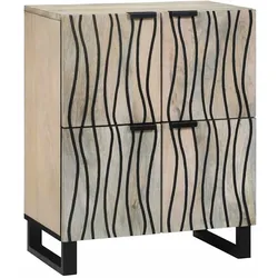 Helloshop26 - Rechteckiges Sideboard aus massivem Mangoholz mit Regalböden rustikale Funktionalität Wohnzimmer 60 x 33 x 75 cm 02_0057784
