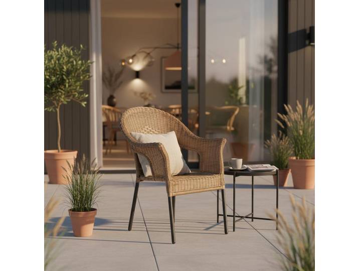 Gartensessel 2er-Set stapelbar Ravenna Kunststoffgeflecht