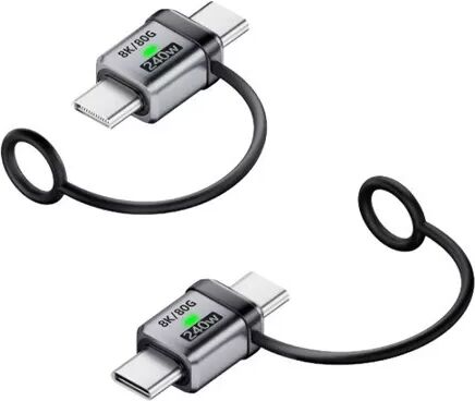 INF 2er-Pack Typ-C Stecker auf Stecker Adapter: 240W Laden & 120Gbps Datentransfer Silber