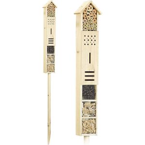 Böttcher-AG Insektenhotel Flip, mit Erdspieß, aus Holz, mit Nisthülsen, 160 x 11 cm, Bienenhotel