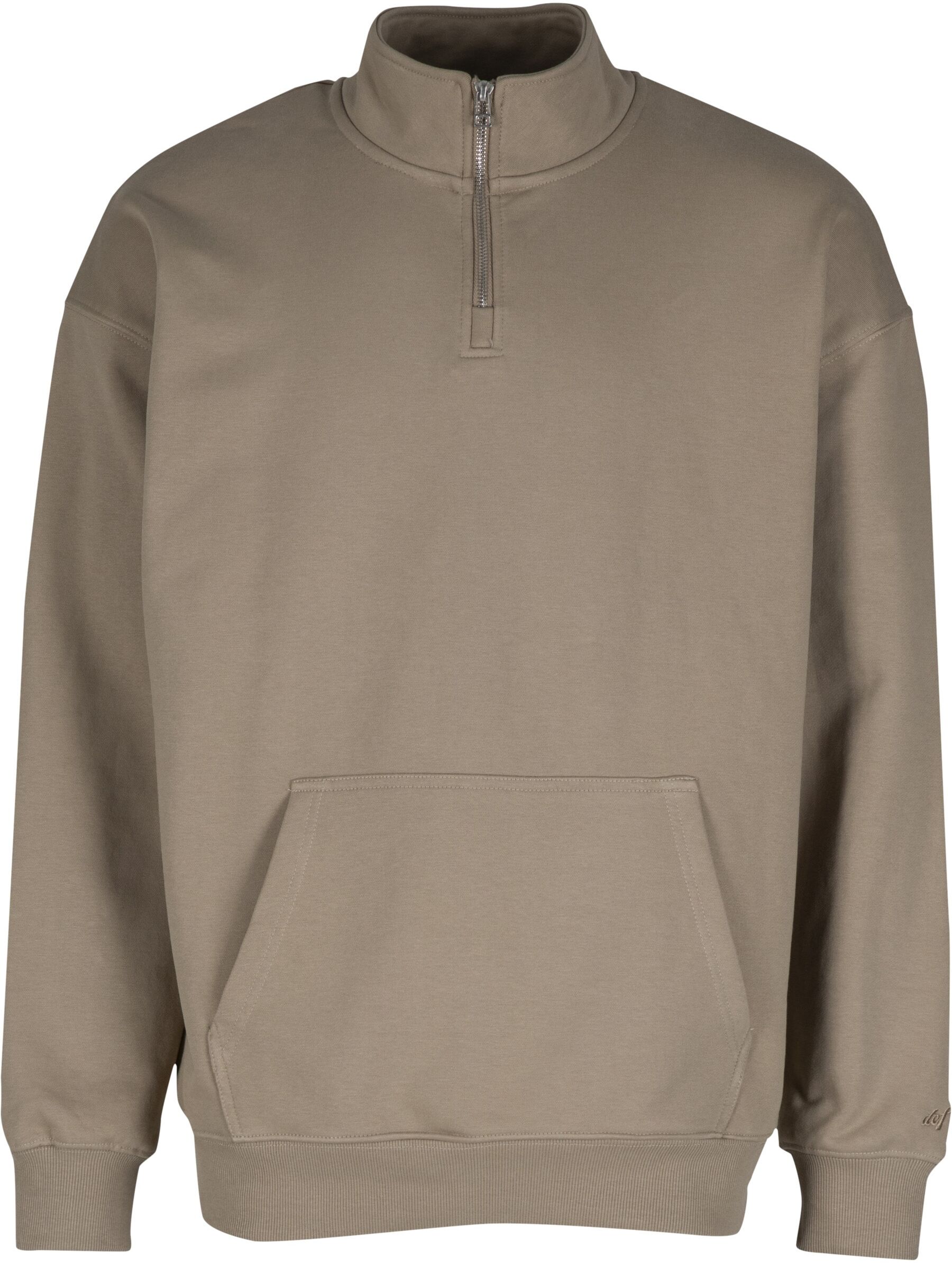 Sweater DEF "DEF DEF Zipper Crewneck", Herren, Gr. S, beige (greige), 80% Baumwolle, 20% Polyester, unifarben, Rundhals, Sweatshirts Sweater