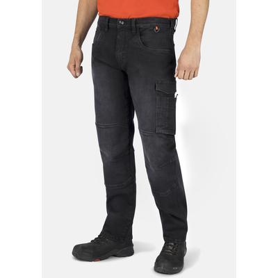 Workerjeans HERO BY JOHN MEDOOX "CALGARY Denim Basic Workwear Arbeits-Cargojeans", Herren, Gr. 52, Länge 32, blau (schwarz denim), Denim/Jeans, 99% Baumwolle, 1% Elasthan, regular fit lang, Jeans, Arbeits-Cargojeans Denim / Jeansfür Herren