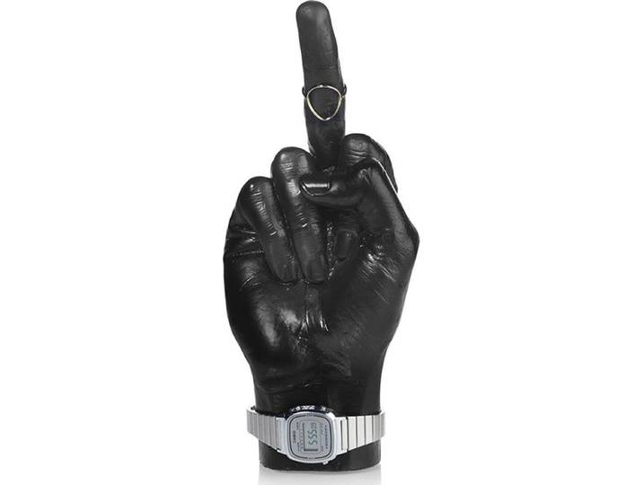 Zwart middelvinger beeldje - Bitten Design