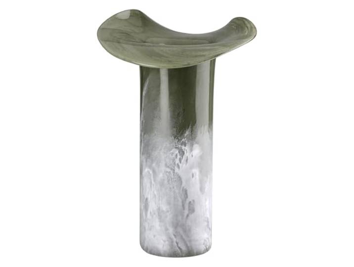 Glas Art Vase Ambos - Glas - grün glänzend matt - Höhe 36cm x Ø 27cm - mundgeblasen - handgearbeitete Glasvase