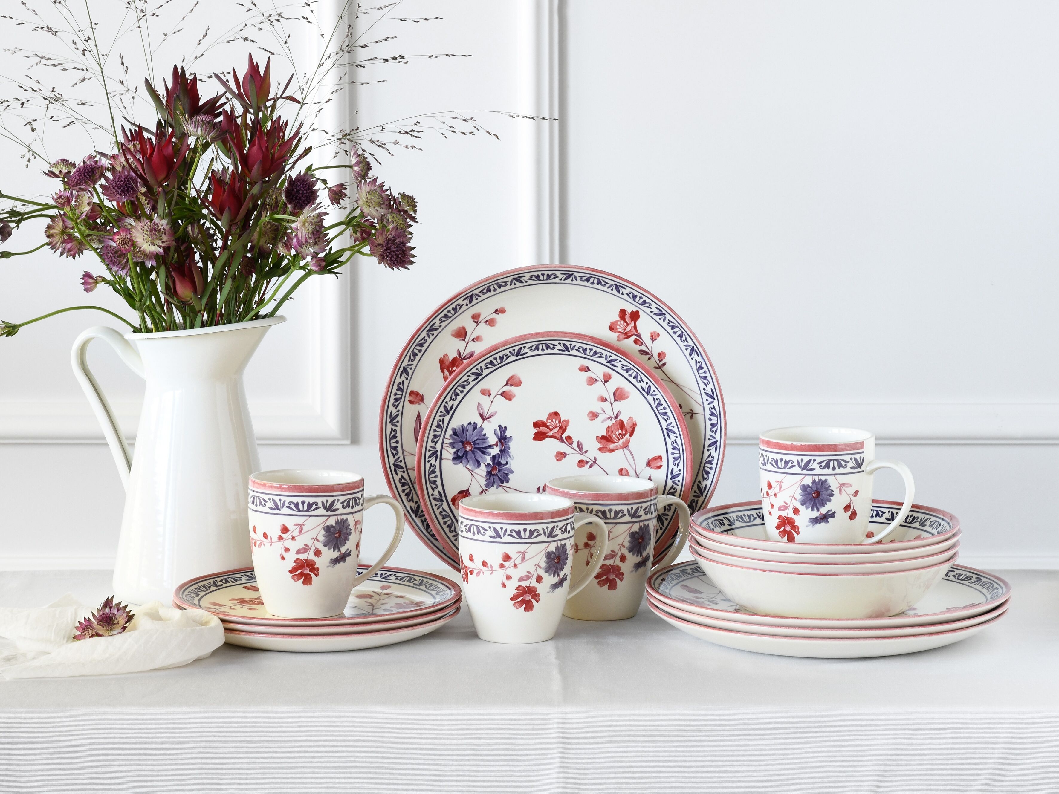 Kombiservice CREATABLE "Cottage, Kombi-Service 16-tlg", bunt, 16 Stk., Steingut, Geschirr-Sets, Kombiservice, Blumenmotive