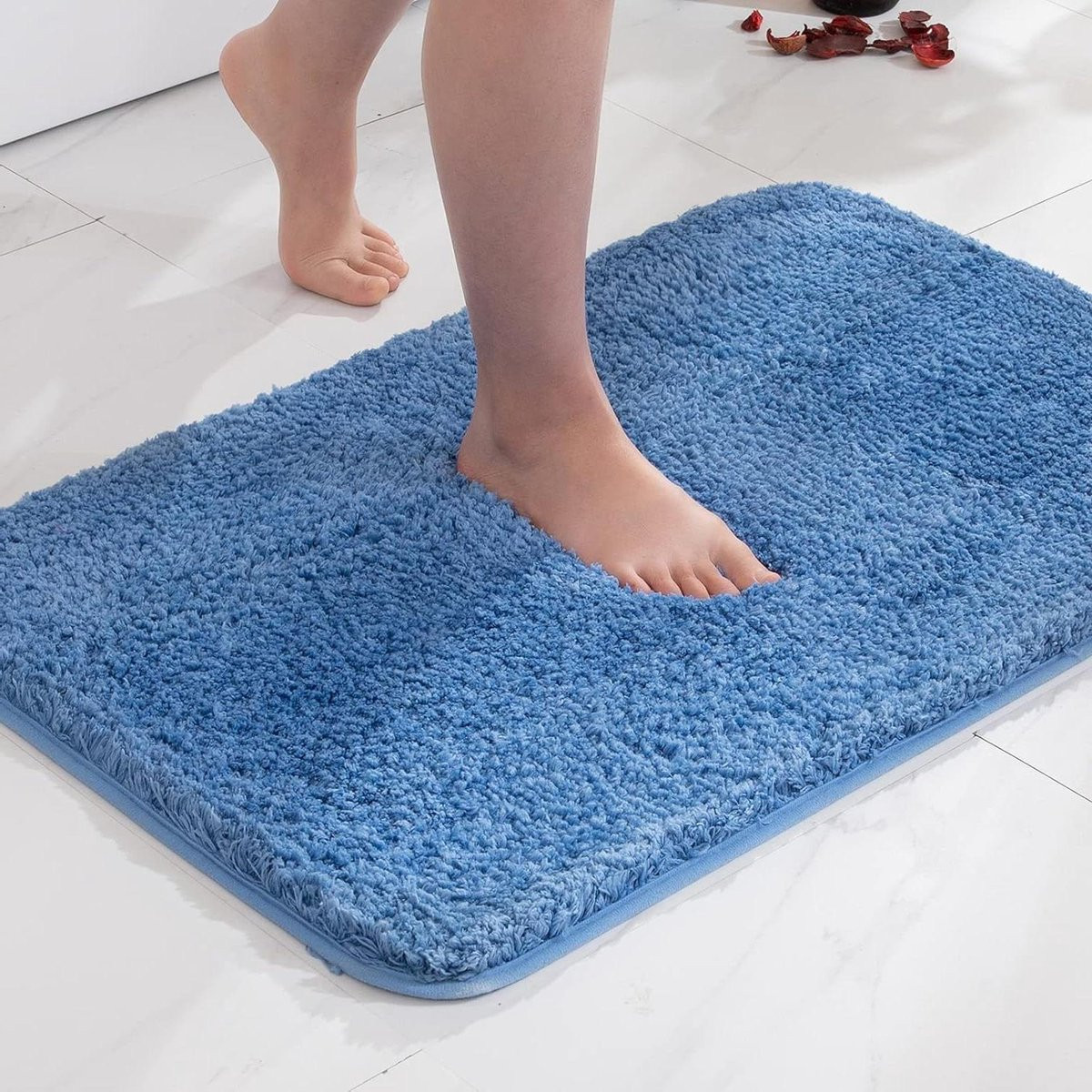 Blauwe super absorberende badmat voor badkamercomfort - 40 x 60 cm