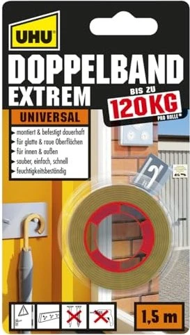UHU EXTREM doppelseitiges Klebeband 19,0 mm x 1,5 m, 1 Rolle