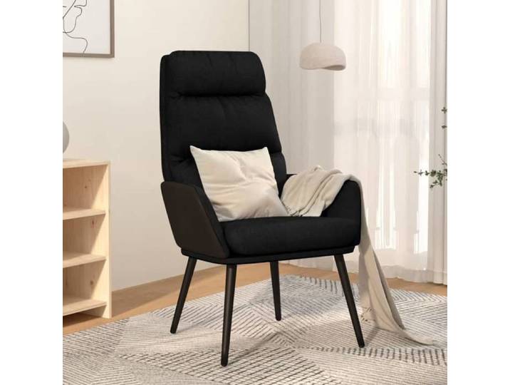 Printemps/été 2025  Chaise de relaxation SOLOMON confortable Noir Tissu - 70x77x98 cm LV3086