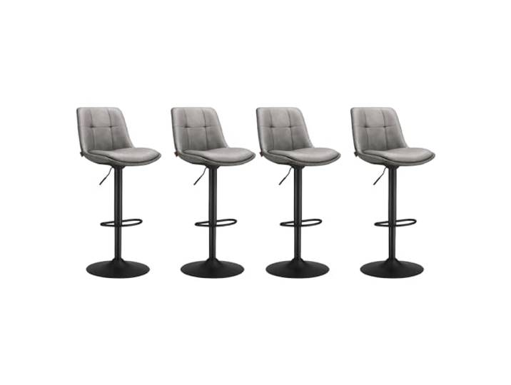 VASAGLE Barhocker 4er Set, höhenverstellbar, drehbar, mit Lehne Barstuhl, PU-Kunstleder, für Küche, Taubengrau und Tintenschwarz