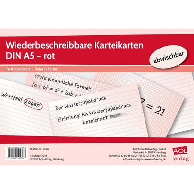 Wiederbeschreibbare Karteikarten DIN A5 - rot, Nonbook von , Scolix in der AAP Lehrerwelt GmbH, 978-3-403-10576-3
