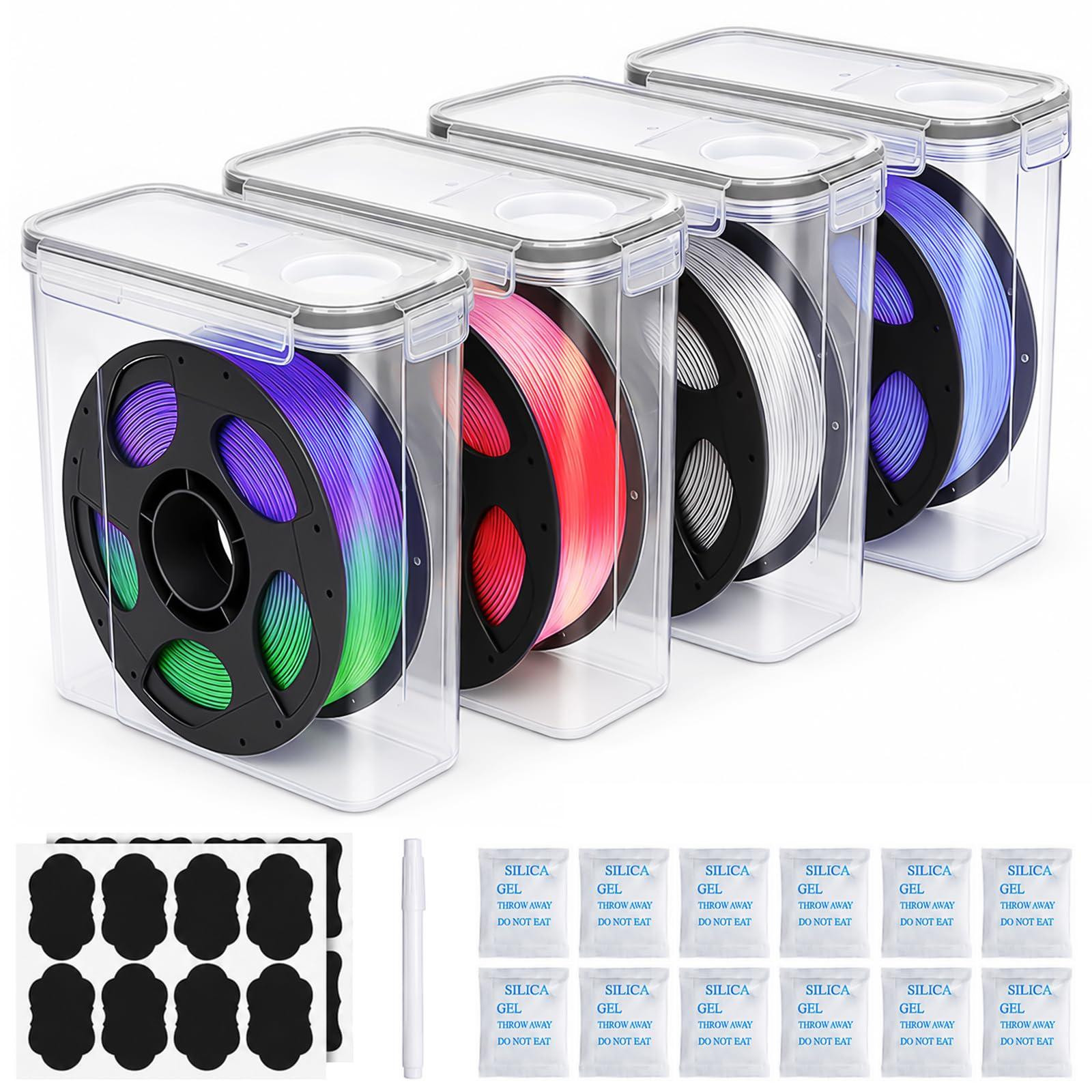 Selius Filament-opbergdoos, 4 stuks water- en stofdichte opslag met droogmiddel