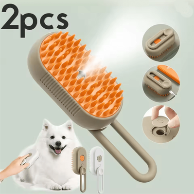 Inspire Essentials PawSteam 3 In 1 Pet Grooming Brush With Steam Care 2pc Mixed Mango