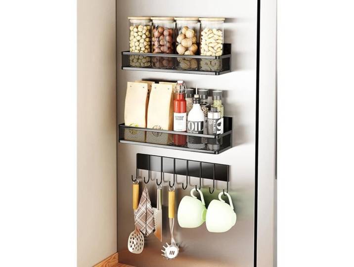 3pcs Etagere Refrigerateur Magnetique Support à Épices Magnetique Étagère de Rangement de Cuisine pour Épices