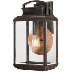 Außenleuchte Wandlampe Laterne Metall Glas Bronze H 45,7 cm IP44 Vintage-Look