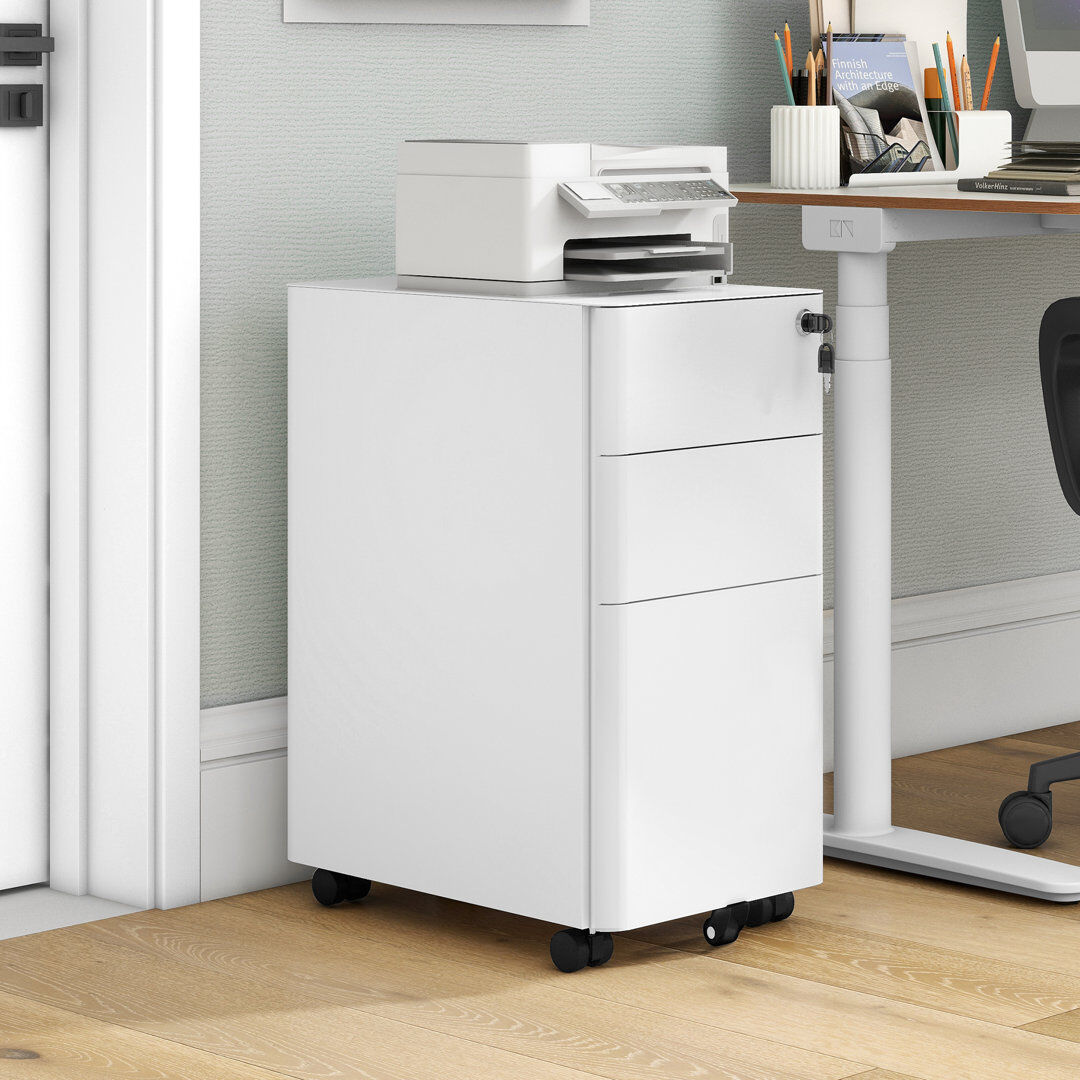 Metro 30 cm W 3 -Drawer - Drawer Steel Filing Cabinet White 61cm H X 30cm W X 45cm D