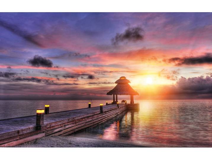 Fototapete PAPERMOON Maldives Sunset , bunt, B:5m L:2,8m, Vlies, Tapeten, Fototapete