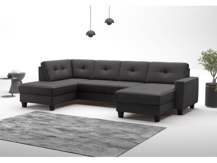 Wohnlandschaft OTTO HOME Varese , schwarz, B:304cm H:91cm T:170cm, Sofas, Wohnlandschaft, wahlweise mit Schlaffunktion und Bettkasten