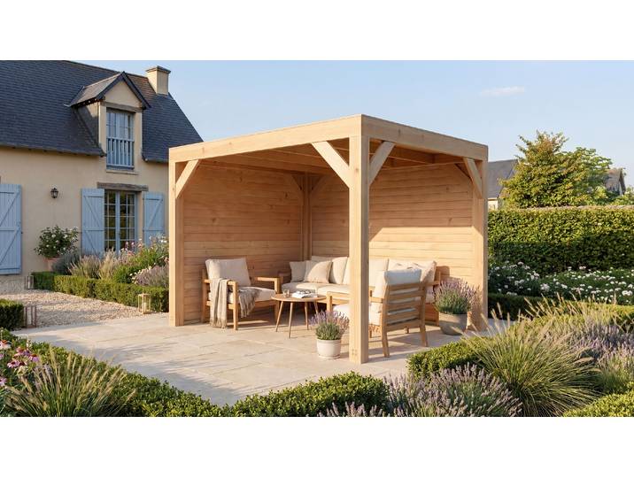 Holzpavillon WEKA Lumley Lauben-Set Gr. 1.1 , braun (braun, braun, braun), B/H/T: 306,5cm x 244,8cm x 306,5cm, Pavillons, Holzpavillon, BxTxH: 307x307x245 cm