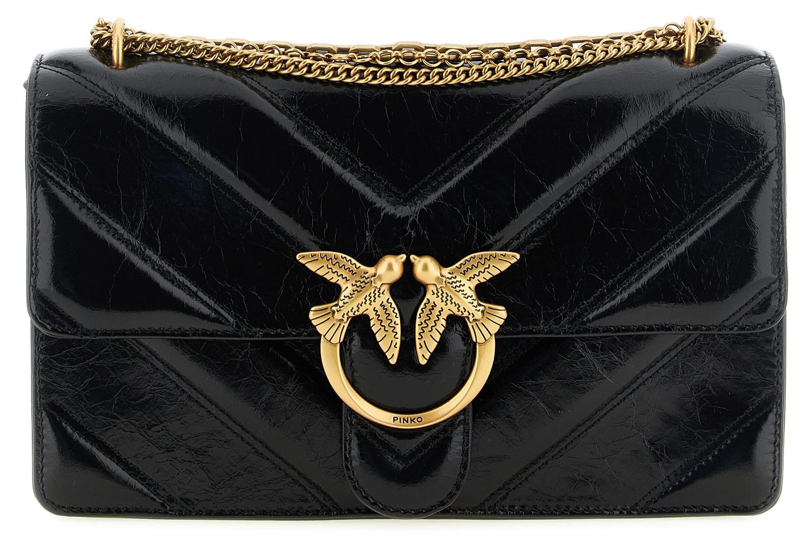 PINKO Love Bag Chevron schwarz Love Birds und Kette