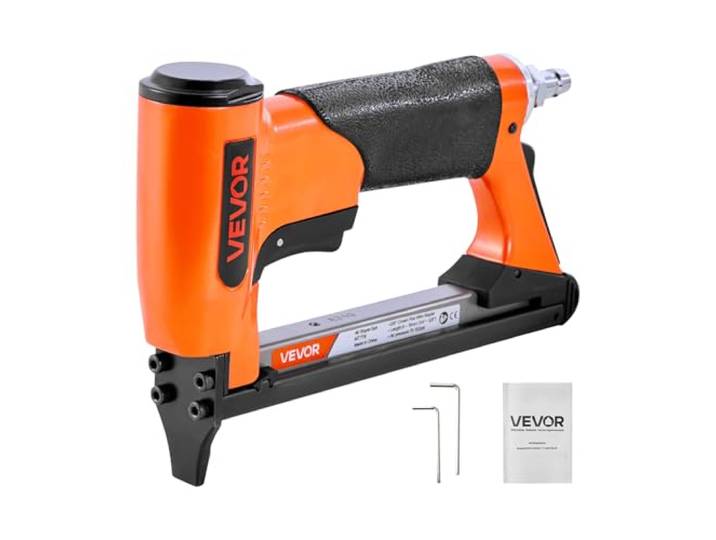 VEVOR Agrafeuse Pneumatique\, Calibre 22\, Compatible avec Agrafes Fil Fin Série 71 Non Incluses de Largeur Couronne 9\,5 mm de Longueur 6-16 mm\, Capacité 180 PCS\, pour Tapisserie\, Menuiserie\, Bricolage