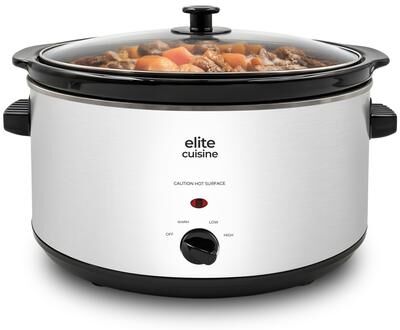 Elite Cuisine MST511 8.5Qt. Stainless Steel Slow Cooker with Adjustable Settings