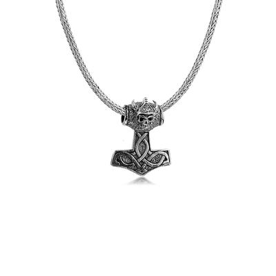 Kette mit Anhänger KUZZOI "Halskette Herren Thor´s Hammer Keltischer Knoten 925 Silber" Gr. 50, silber, Halsketten, Herren, ohne Stein, Silber 925 (Sterlingsilber)