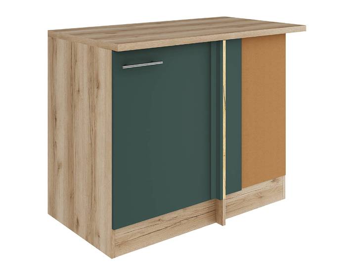 Armoire d'angle suspendue 110 x 85 x 60cm Vert/Vert/Imitation chêne sauvage