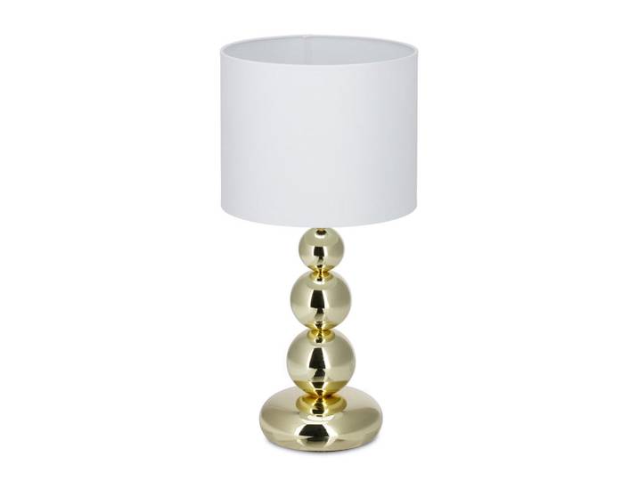 Relaxdays Tischlampe Gold Weiß E27, Mehrfarbig, Metall, 25x50x25 cm, Lampen & Leuchten, Innenbeleuchtung, Tischlampen