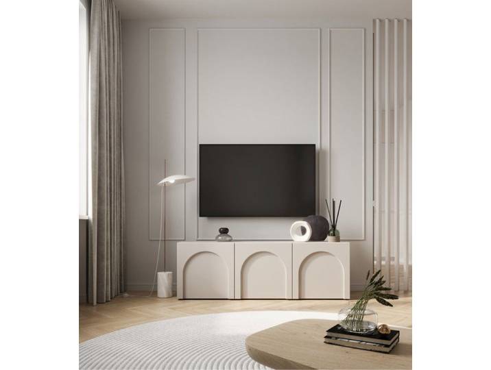 Meuble TV à 3 portes - ARKADIA - 150 cm - gris cachemire