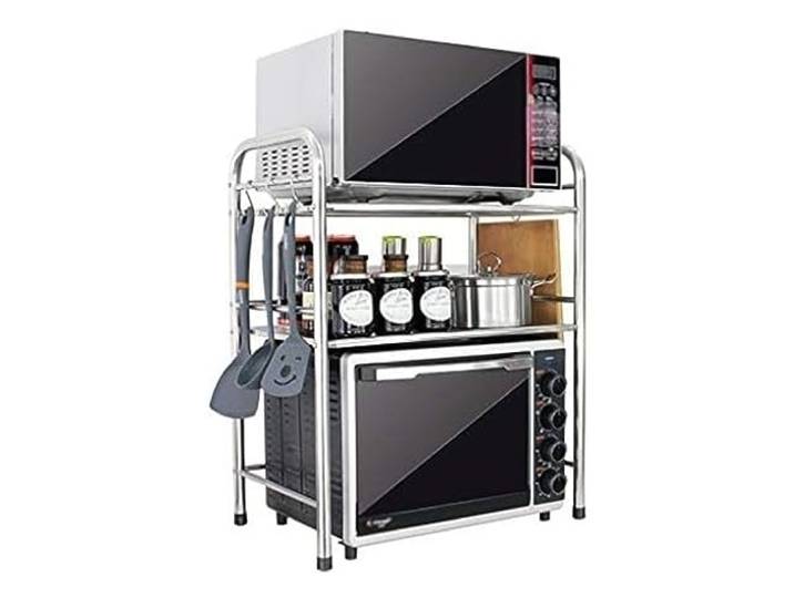 CVdrtyED Mikrowellenregal 3-stufiges Mikrowellenregal Aus Edelstahl, Mikrowellenständer Für Die Küche, Für Wäscherei Im Familienrestaurant Küchenregal Stehend(50cm)