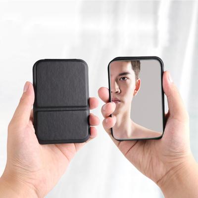 Quick Pick Pro Small Solid Color Makeup Mirror, Mini Folding Portable Mirror For Women Men, High Quality PU Leather Pocket Glass pink