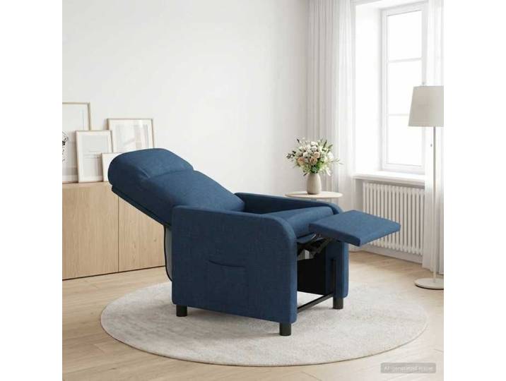 Bleu Chaise confortable LEMON Fauteuil inclinable Bleu Tissu Pour maison/bureau_24052