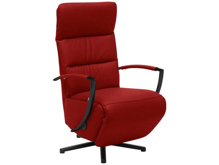 Cantus Relaxsessel, Rot, Metall, Echtleder, Color-Finish-Leder, 64x112x80 cm, Fussart wählbar, Lederauswahl, Stoffauswahl, Relaxfunktion, Wohnzimmer, Sessel, Relaxsessel