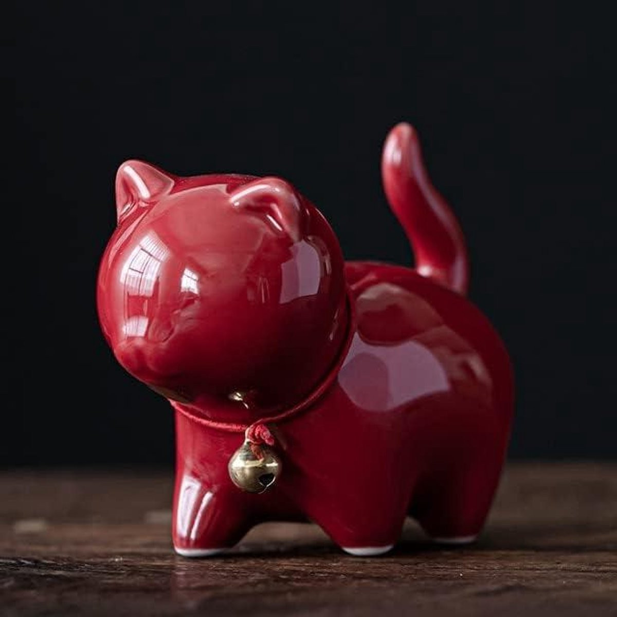 Keramiek Kat Thee Dier Miniatuur Beeldje voor Thee Ceremonie Decoratie 10 x 5 cm