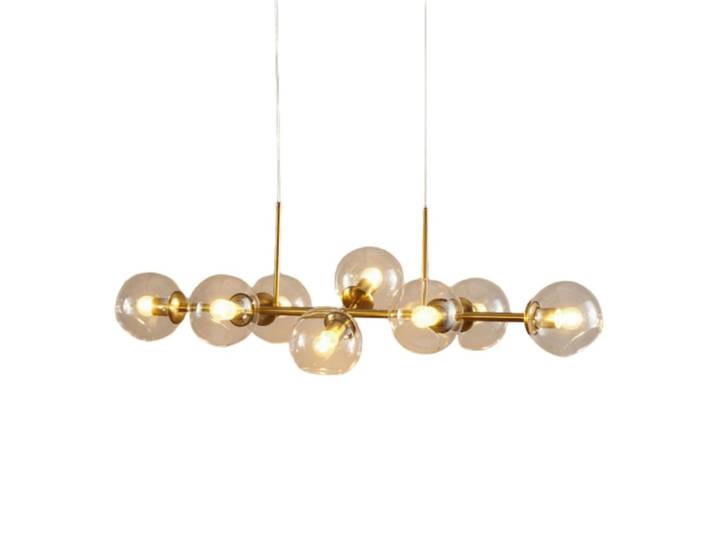 Suspension en verre doré / laiton 112 cm
