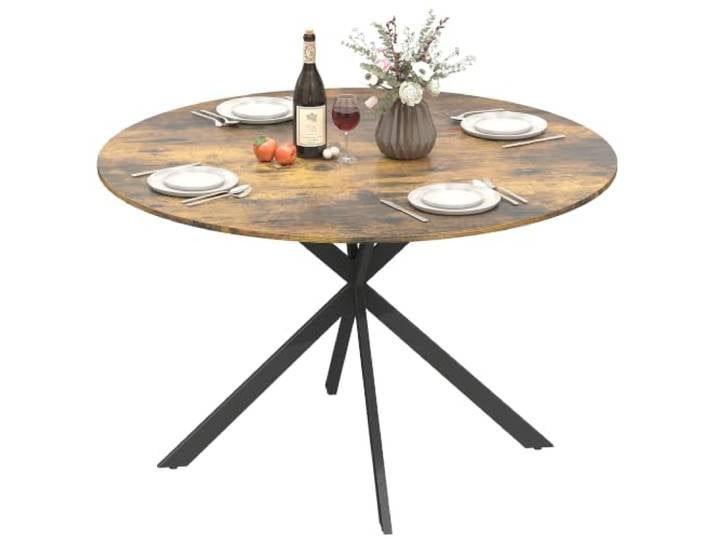 HOMCOM Esstisch für 4 Personen im Industriestil, Ø 120 cm, Rustikal-Braun Runder Küchentisch, mit Stahlbeinen, für Esszimmer, Küche, Homeoffice