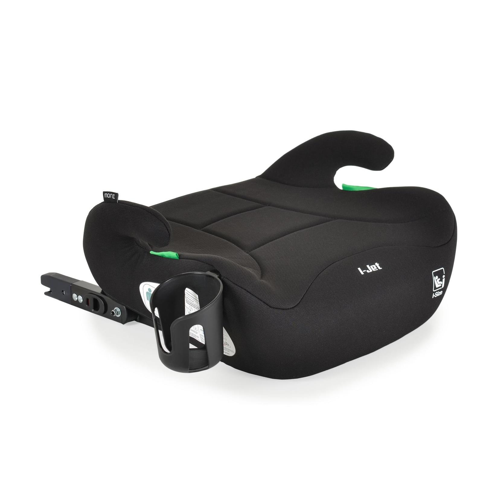 Moni Kindersitz, Sitzerhöhung i-Jet (125-150cm) mit Getränkehalter, Isofix schwarz