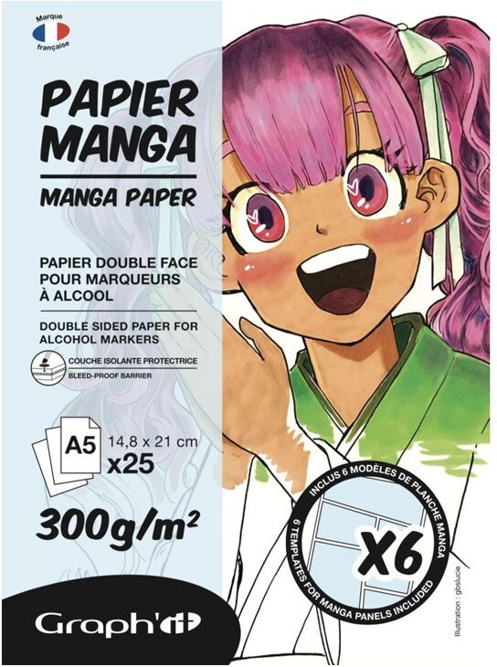 GRAPH'IT BLOC MANGA A5 300g - 25 feuilles + 6 calques