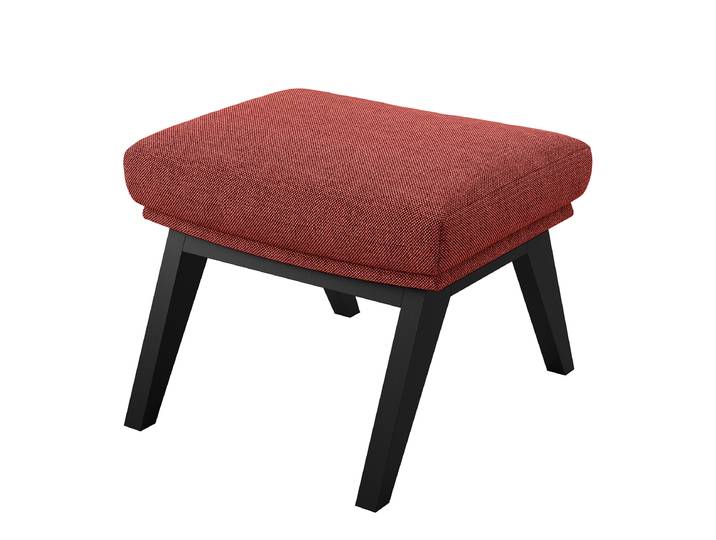 Hocker mit Holzfüßen 54 x 41 x 41cm Rot/Karminrot Schwarz Webstoff Saia: Karminrot