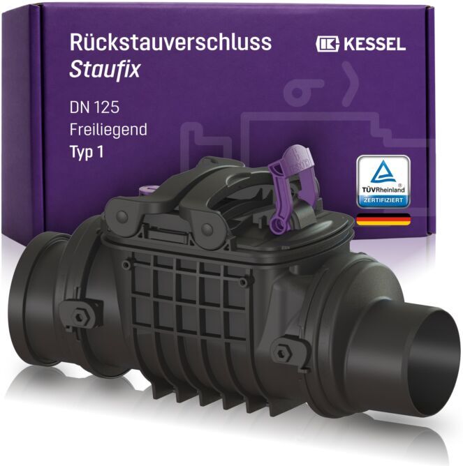Kessel Rückstauverschluss 720125 DN 125, L/H 515 x 306 mm, freiliegend, Kunststoff