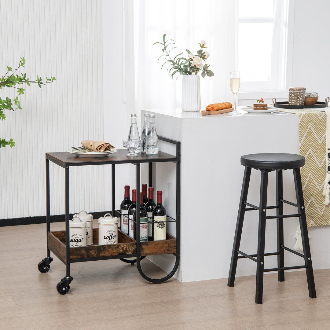 Borough Wharf Melisha Bar Cart Wood Grain 73cm H X 60cm W X 43cm D