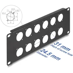 DELOCK 10 D-Typ Patchpanel 12 Port 2 HE schwarz