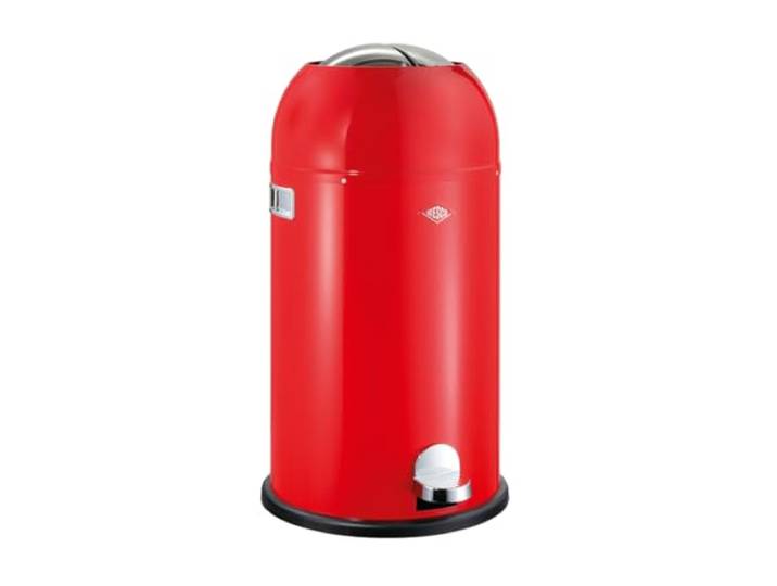 WESCO Kickmaster Abfallsammler in der Farbe rot, pulverbeschichtetes Stahlblech, eingebauter Dämpfer, 33 Liter Volumen, großer Einwurf