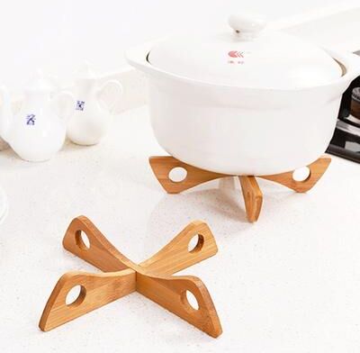 Multisell Products Hub Foldable Wooden Trivet Bamboo Pot Holder Heat Resistant Table Protection Mat Foldable Wooden Trivet Bamboo Pot Holder Heat Resistant Table Protection Mat
