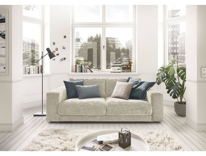 2-Sitzer 3C CANDY Enisa softig und legeres Big-Sofa, bequem und komfortabel , beige (nature), B:230cm H:85cm T:127cm, 88% Polyester, 12% Polyacryl, Sofas, 2-Sitzer, Zeitloses und stylisches Loungemöbel, in Breitcord